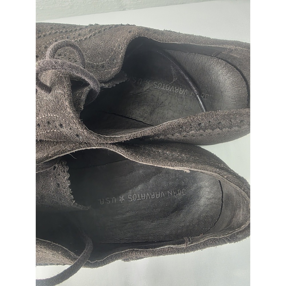 John Varvatos USA Shoes Mens 9.5 Brown Suede Leather Wingtip Oxford Casual - Picture 3 of 9